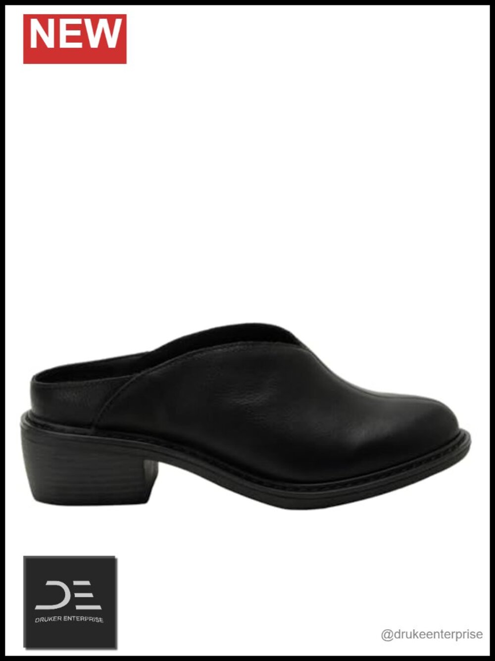 Leather Mule Clog with Kitten Heel & Arch Support Slip-On - Picture 2 of 6
